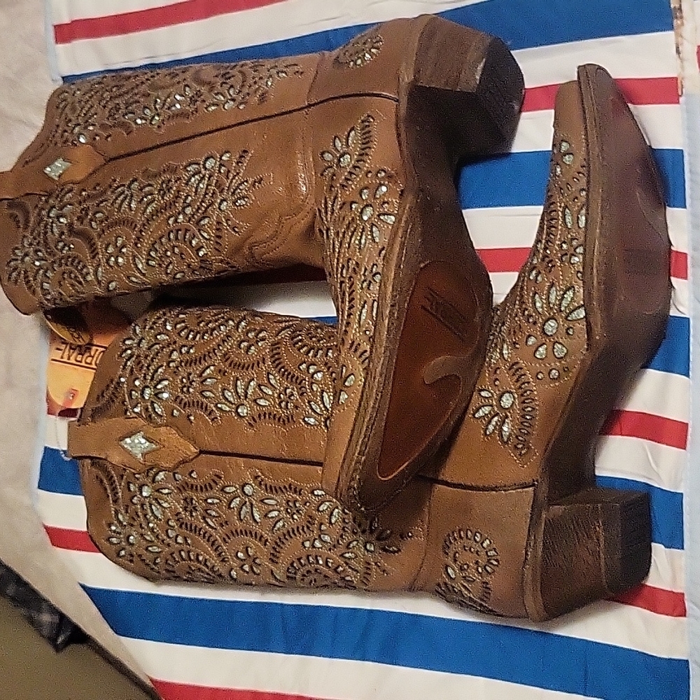 Women Leather Corral cowboy boy